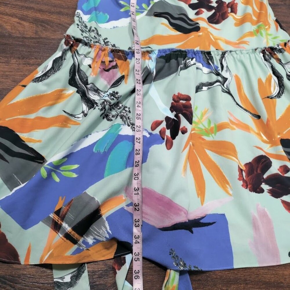 Slate & Willow Geometric Tiered Boho Whimsy Retro A-Line Dress  Sage Green US 2 - Picture 16 of 16